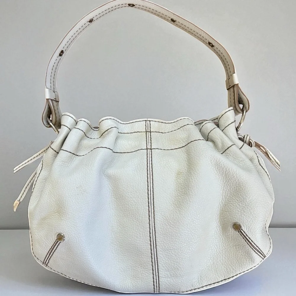 TOD'S Miky Easy Media Shoulder Handbag in White Pebbled Leather - Picture 3 of 14